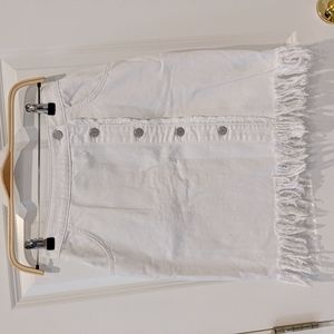 Anthropologie white denim skirt with fringe